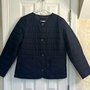 Talbots Navy Quilted Jacket with Front Patch Pockets. EUC